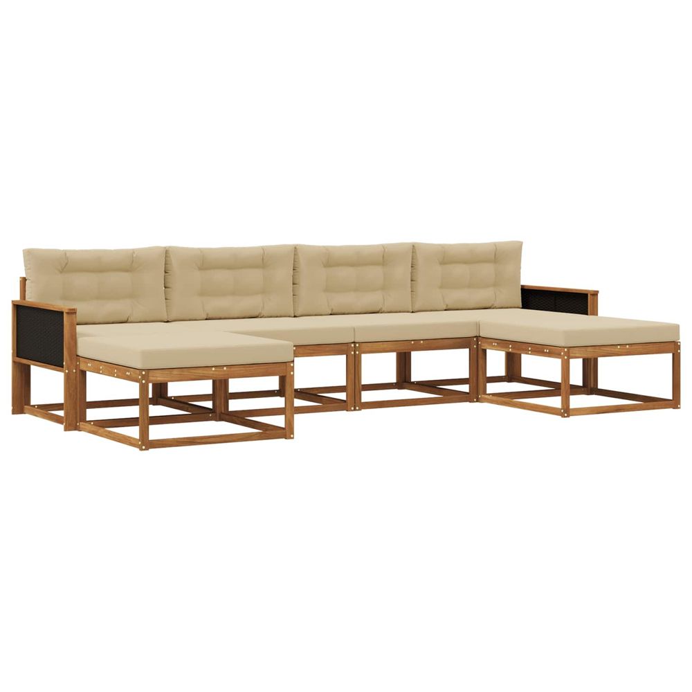 Ensemble de canapés d'extérieur 6 pc naturel et beige