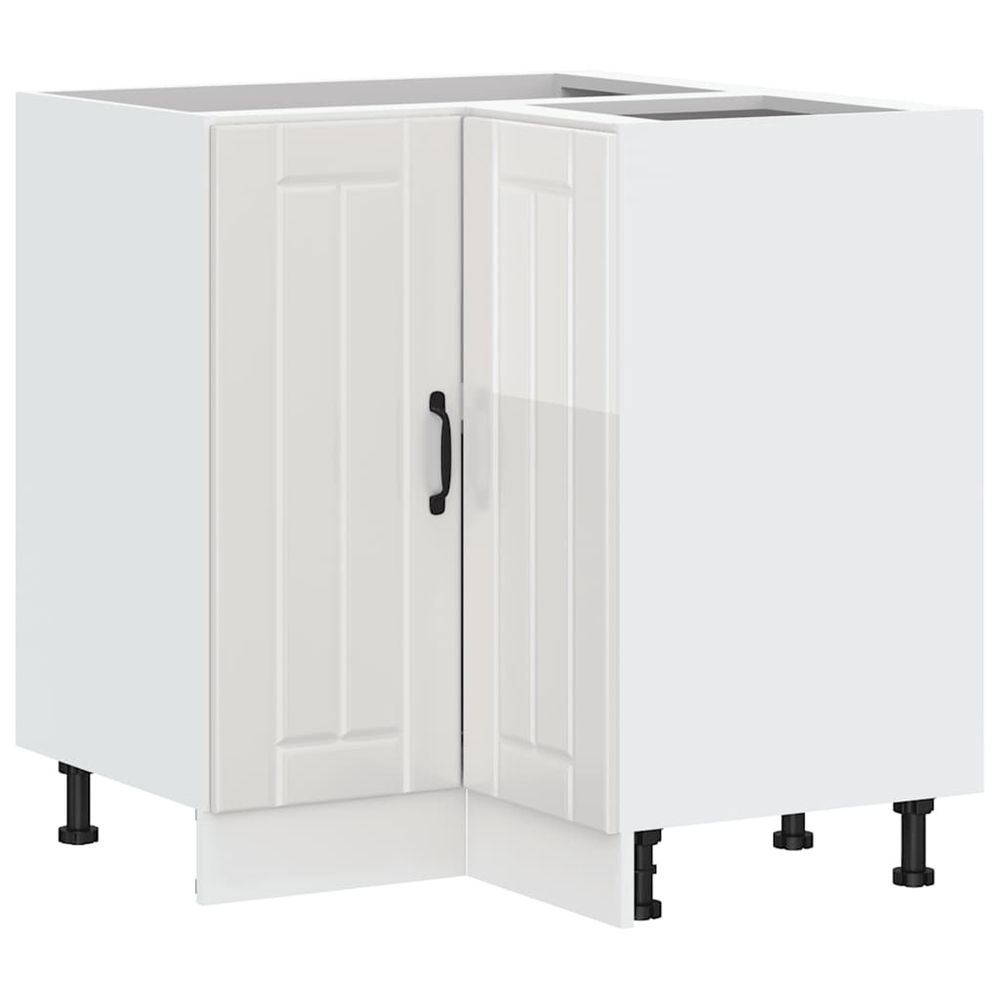 Armoire d'angle de cuisine lucca blanc brillant bois ingénierie