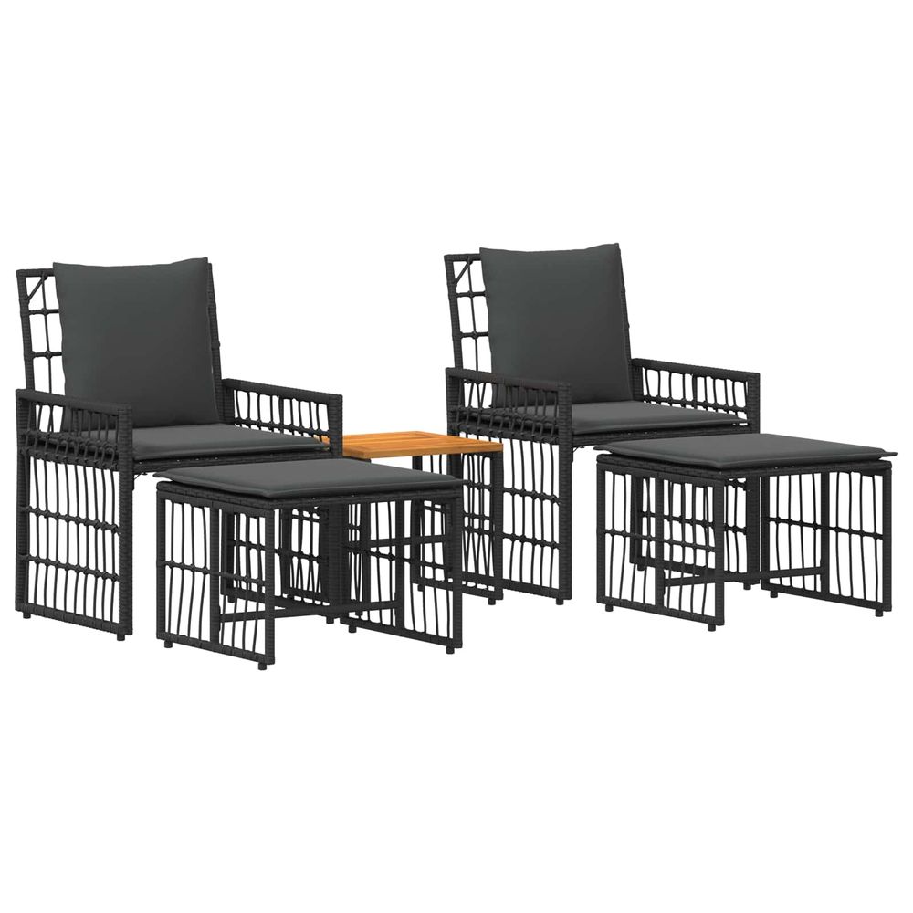 Ensemble de meubles d'extérieur 5 pc noir et gris foncé