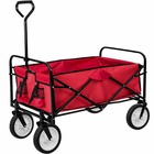 Chariot de jardin pliable 80 kg outils jardinage rouge