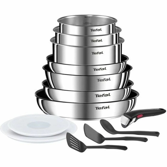 Batterie de cuisine tefal 13 pcs en inox pour induction - revetement antiadhésif durable
