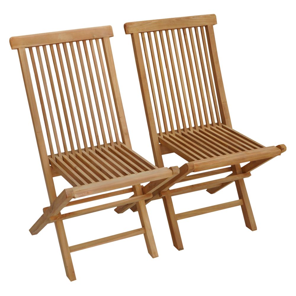 Lot de 2 chaises de jardin en teck lombok