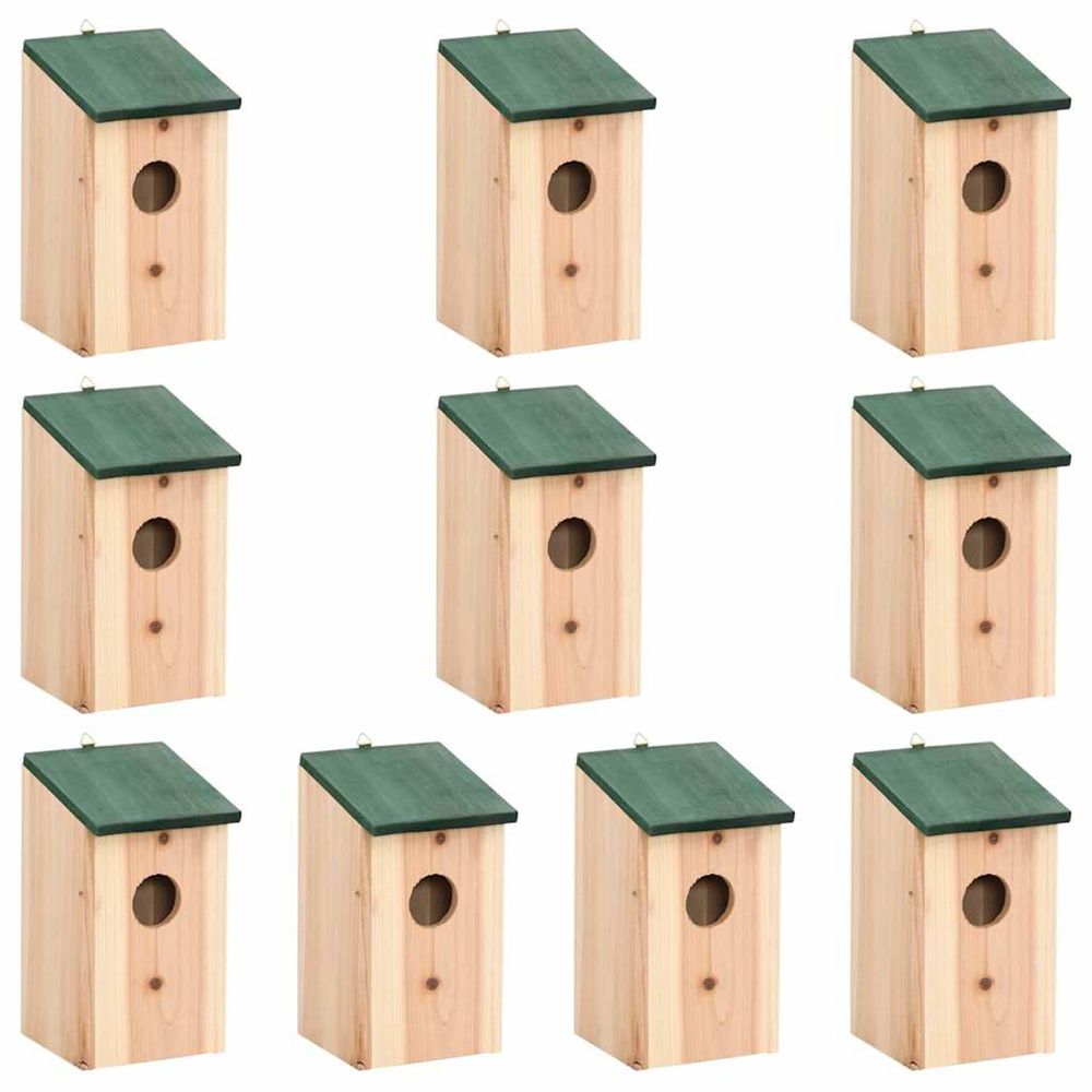 Nichoirs 10 pcs bois de sapin massif 12x12x22 cm