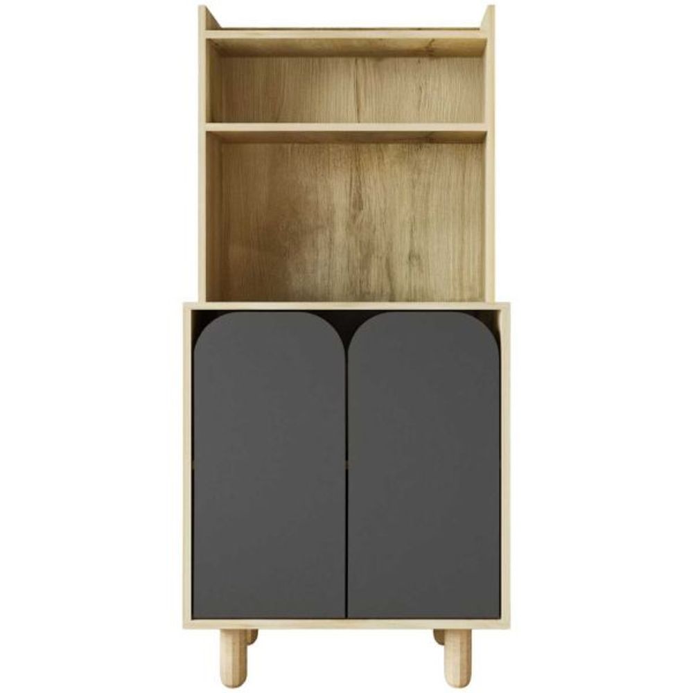 Buffet haut en aggloméré parma anthracite et chêne