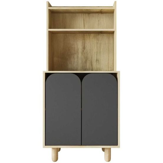 Buffet haut en aggloméré parma anthracite et chêne