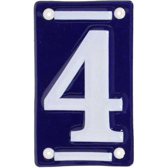 Numéro de maison en fer émaillé chiffre 4