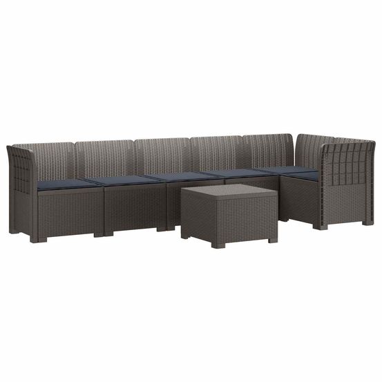 Canapé de jardin 6 places avec coussins aspect rattan pp