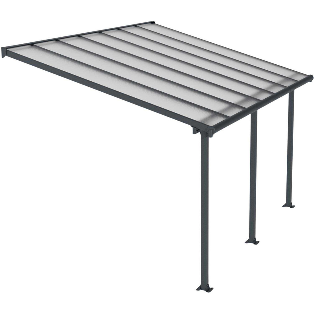 Pergola à adosser en aluminium gris et polycarbonate olympia 3 x 4.3 m