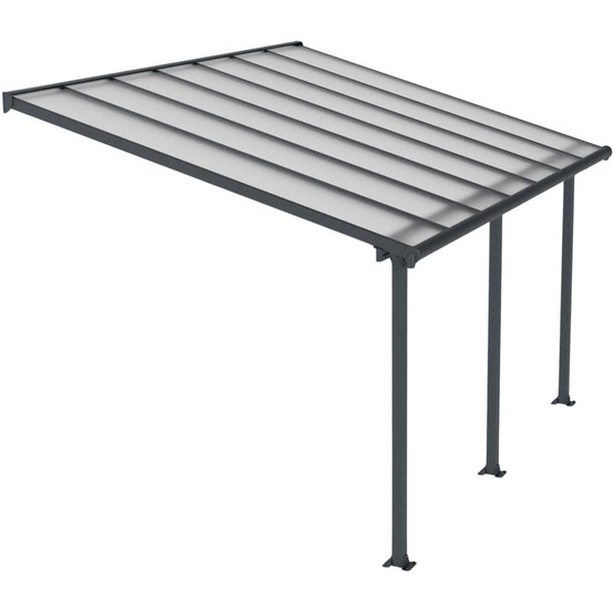 Pergola à adosser en aluminium gris et polycarbonate olympia 3 x 4.3 m