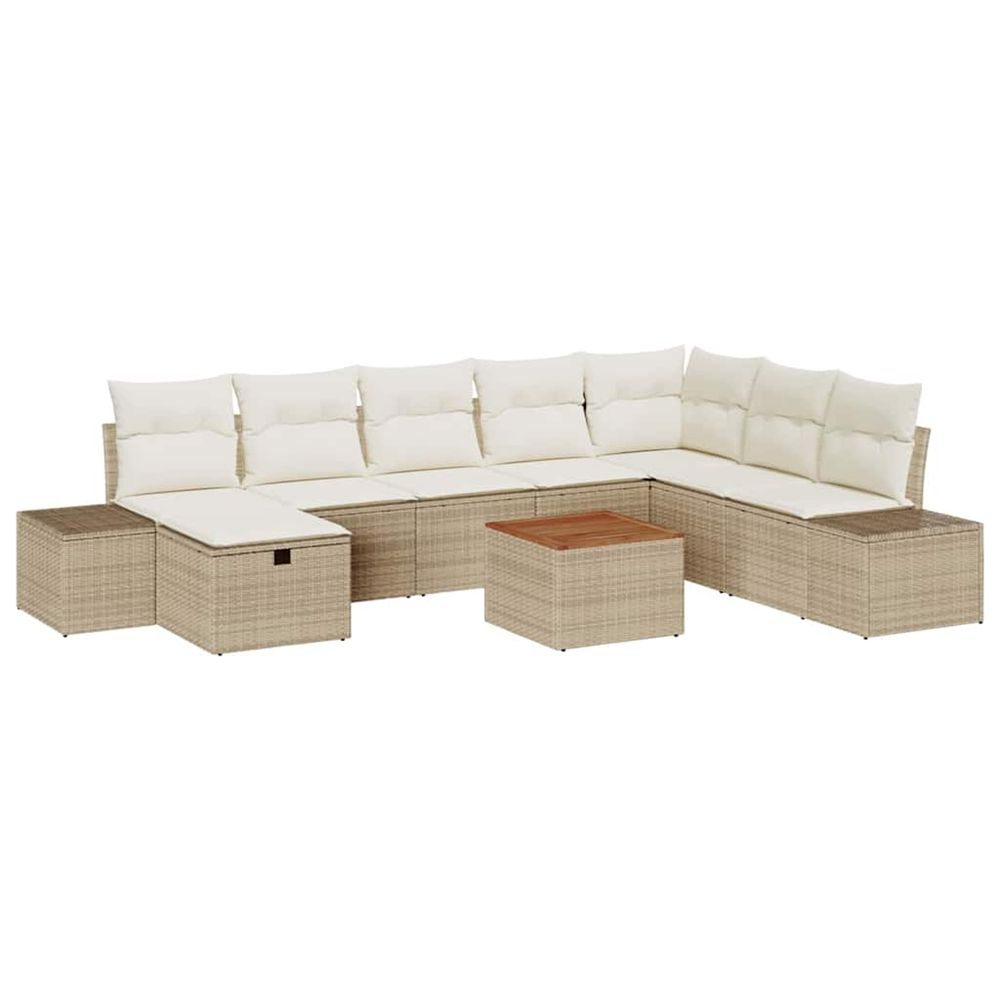 Ensemble de canapé de jardin 9 pc beige polyrotin