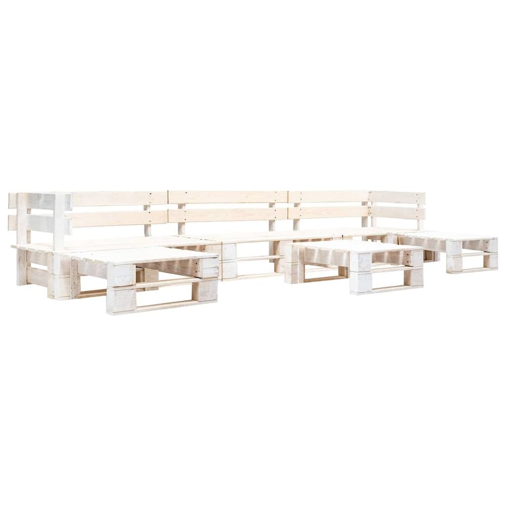 Salon de jardin palette 6 pcs bois blanc