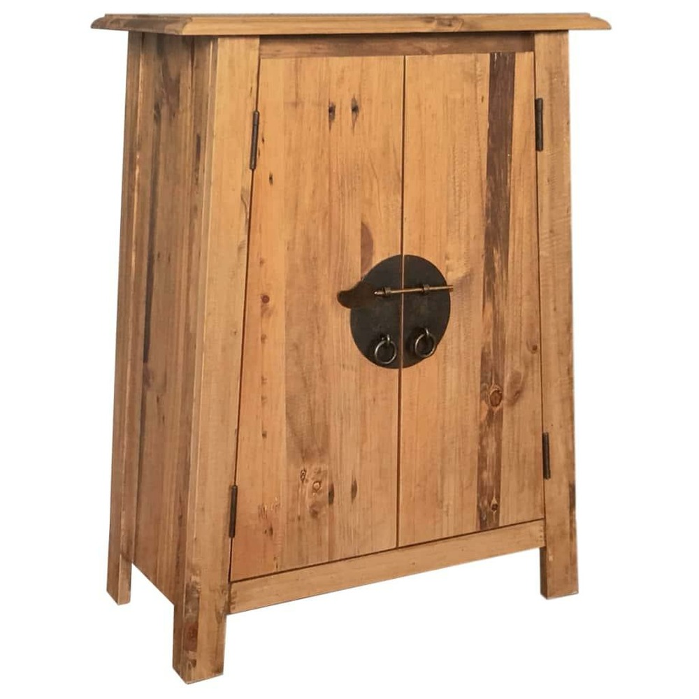 Buffet bahut armoire console meuble de rangement latérale de salle de bain pin recyclé massif 80 cm marron