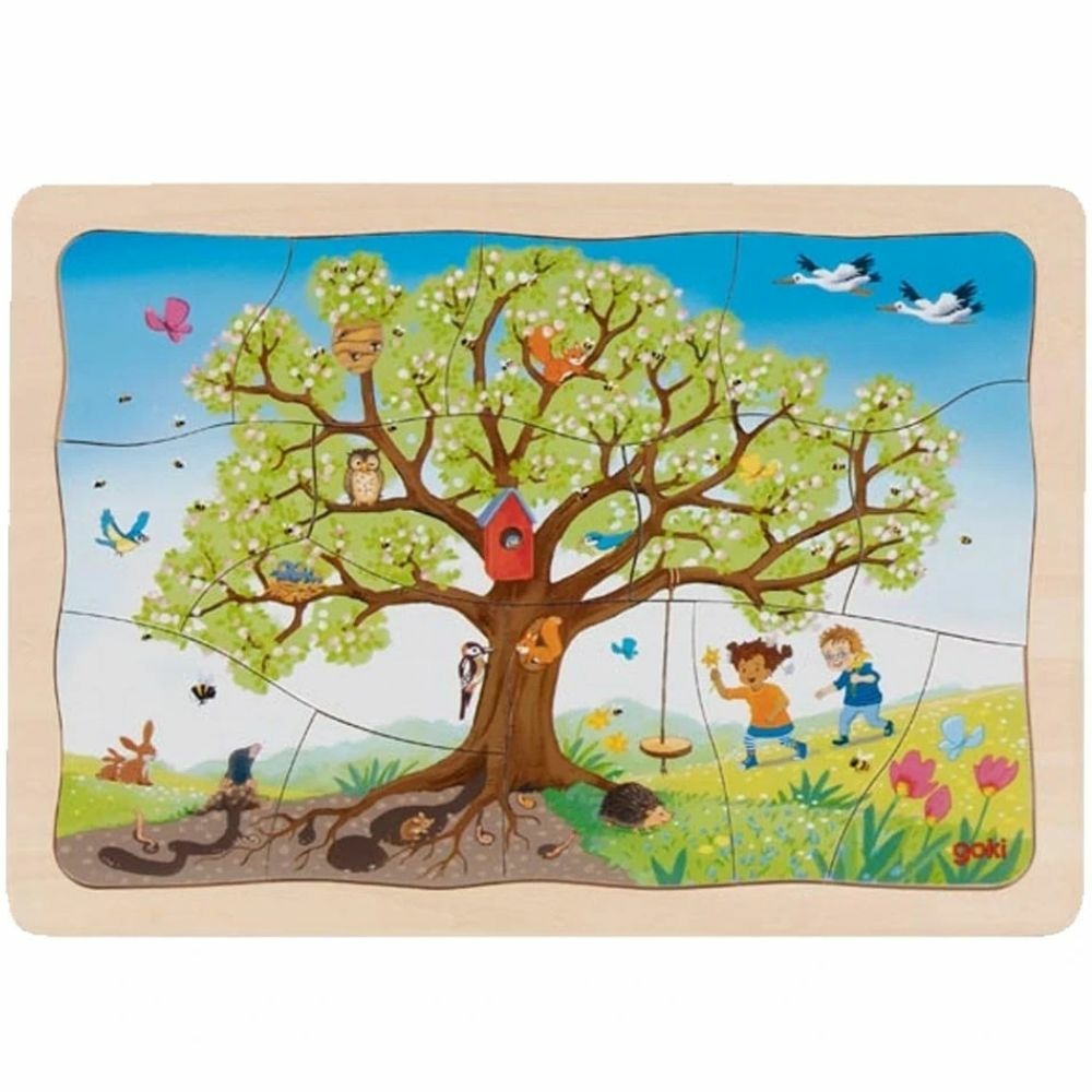Puzzle à 4 étages en bois : cycle de l'arbre