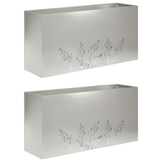Cache-pot de jardin 2 pc argenté 100 x 30 x 49 cm