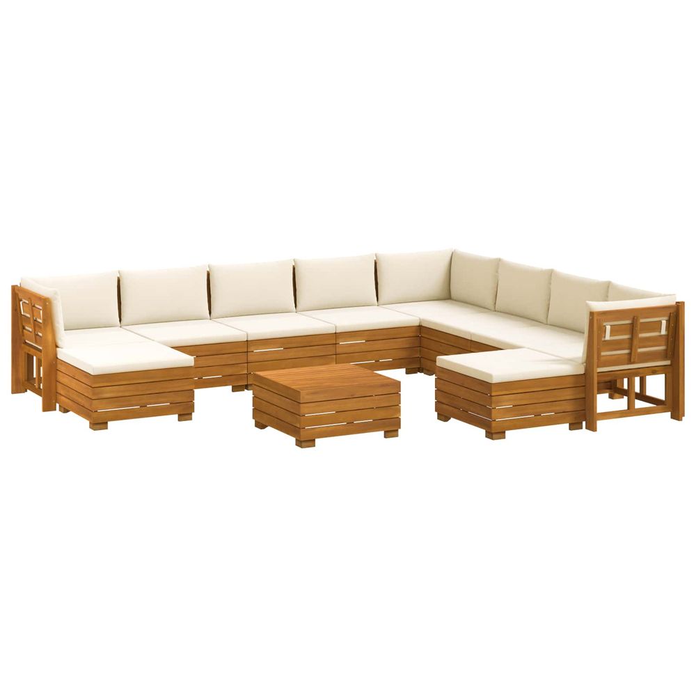 11 pc ensemble de canapés d'extérieur bois d'acacia massif