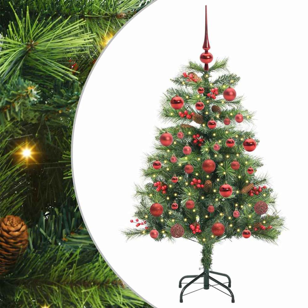 Sapin de noël artificiel 150 led blanc chaud pvc et métal vert