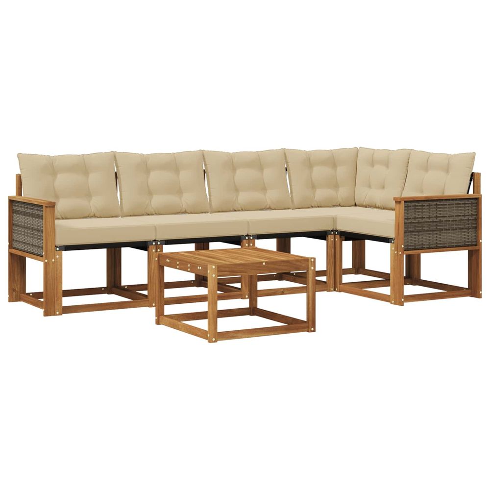 Ensemble de canapés d'extérieur 6 pc naturel et beige