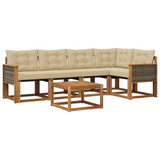 Ensemble de canapés d'extérieur 6 pc naturel et beige