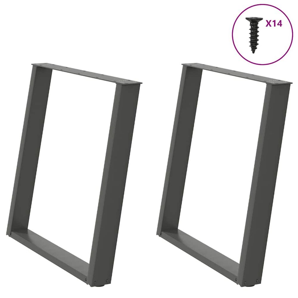 Pieds de table à manger en u 2 pièces anthracite 70 x (72-73) cm acier