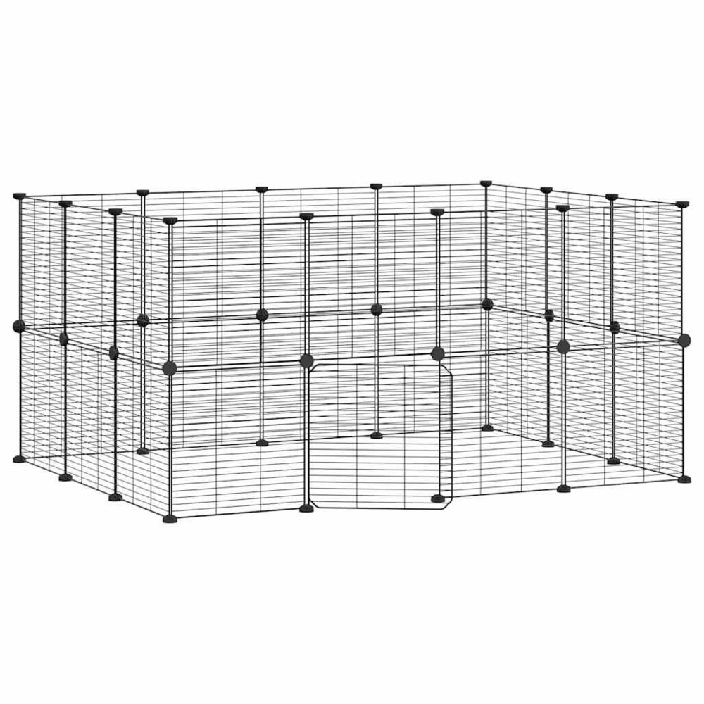 Cage animaux de compagnie à 28 panneaux et porte 35 x 35 cm noir