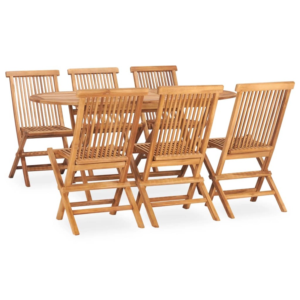 Ensemble à manger d'extérieur pliable 7 pcs bois solide de teck