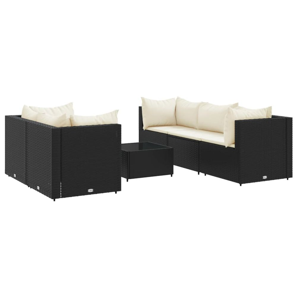 Salon de jardin 6 pcs avec coussins noir résine tressée
