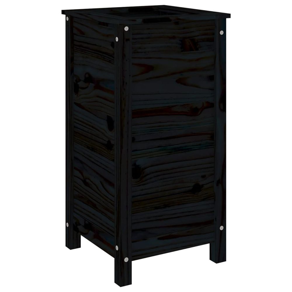 Jardinière d'extérieur noir 40x40x78 cm bois massif de pin