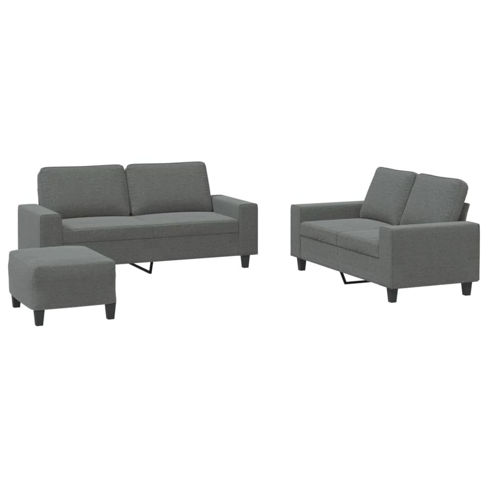 Ensemble de canapés 3 pcs gris foncé tissu