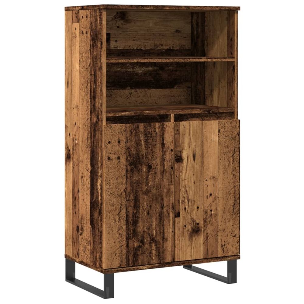 Buffet haut vieux bois 60x36x110 cm bois d'ingénierie