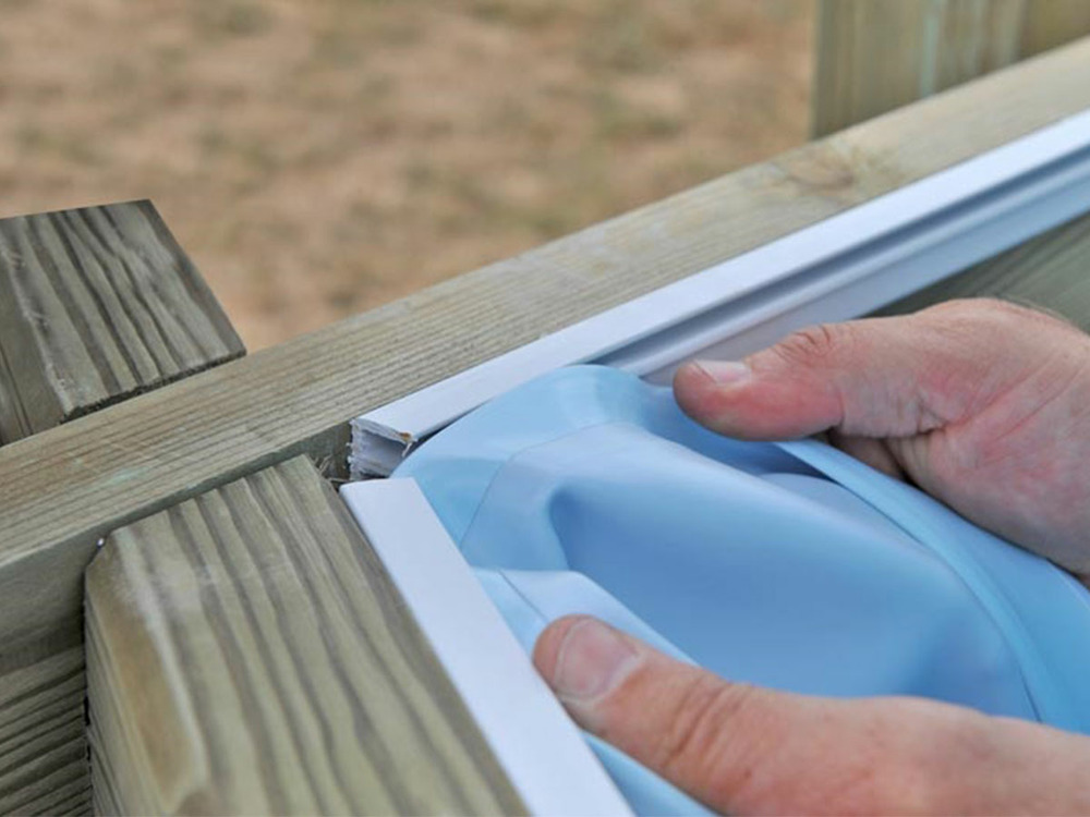 Liner seul bleu pour piscine bois octogonale cannelle 1