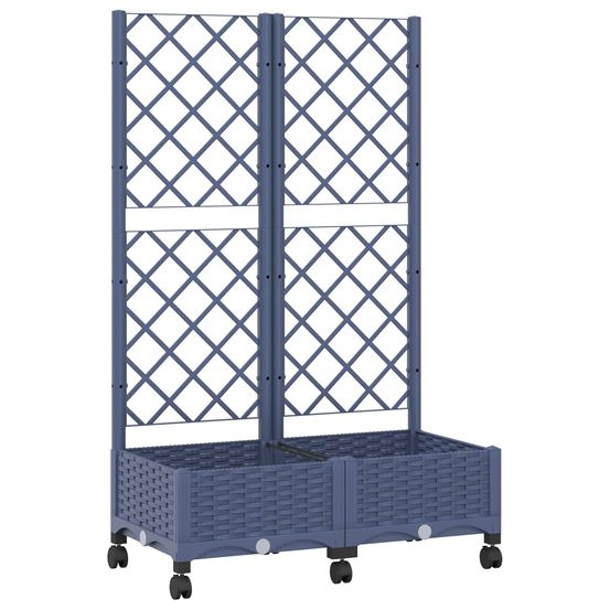 Bac de jardin avec treillis et roues gris bleu pp