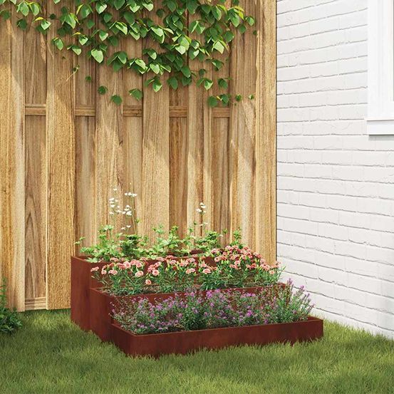 Jardinière carrée acier corten potager surélevé jardin effet rouillé 90cm