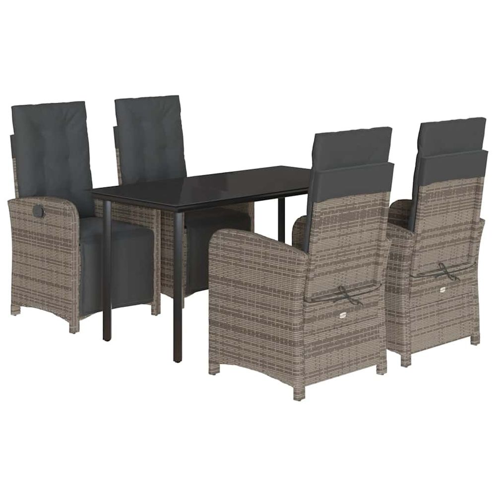 Ensemble à manger de jardin 5 pcs coussins gris résine tressée