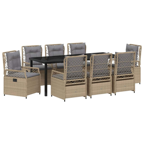 Ensemble de salle à manger pour jardin 9 pcs