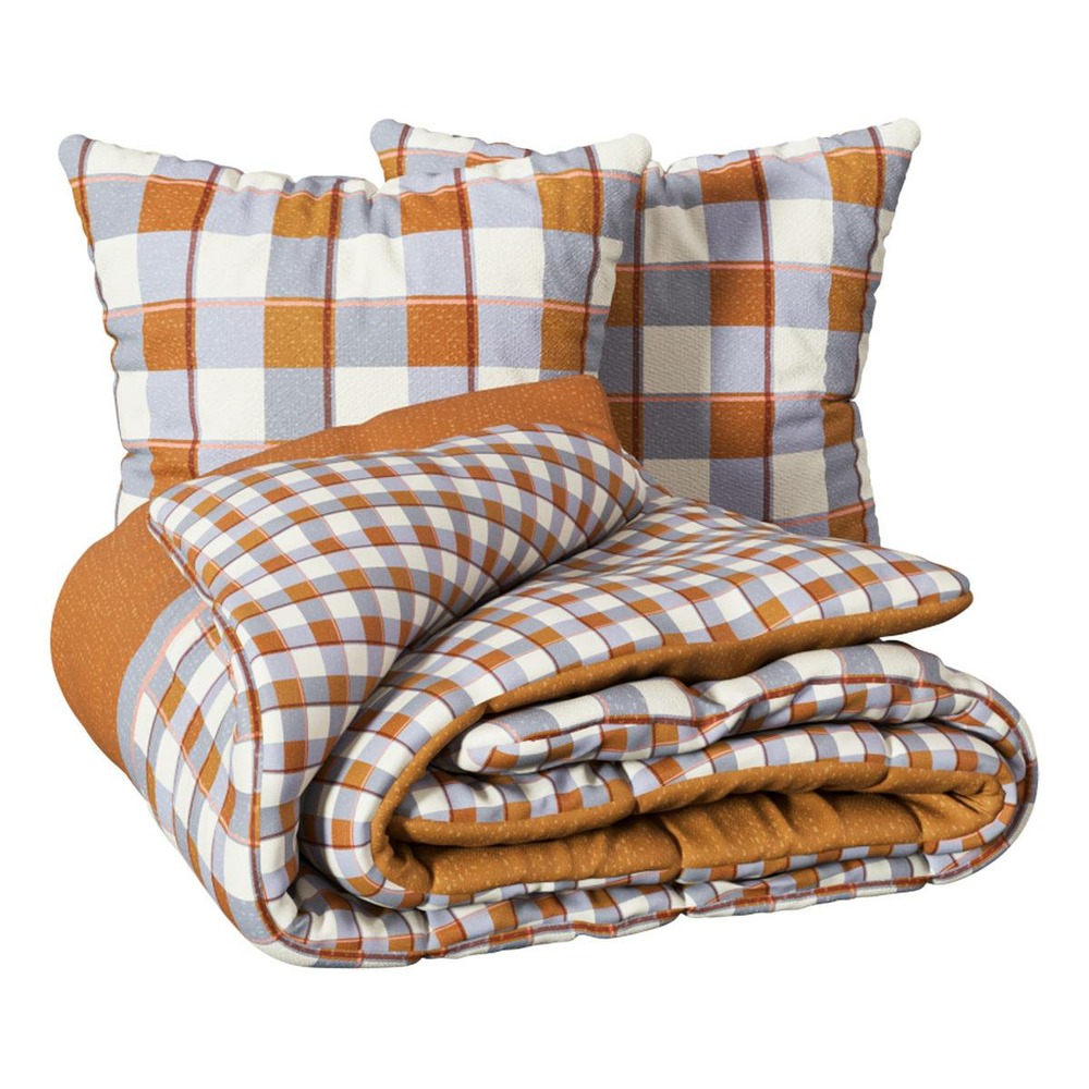 Parure de lit carreaux modernes 240x220cm en coton