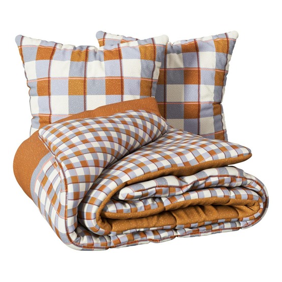 Parure de lit carreaux modernes 240x220cm en coton