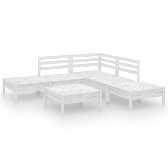 Salon de jardin meuble d'extérieur ensemble de mobilier 6 pièces bois de pin massif blanc