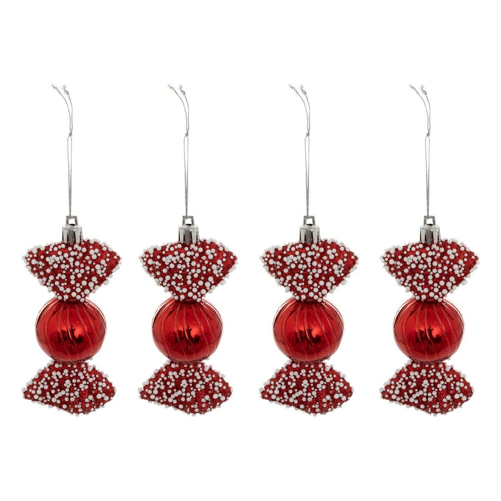 Lot de 4 sujets bonbon perle h.10cm rouge