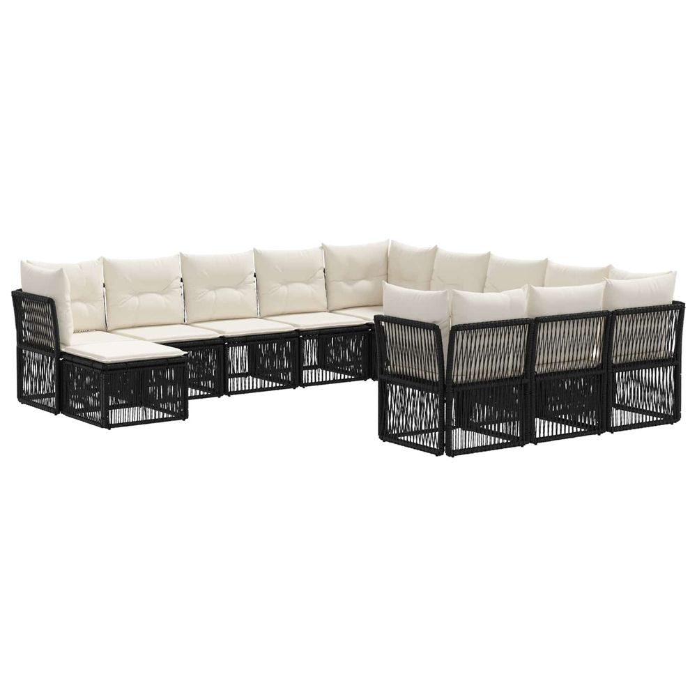 Ensemble de canapé de jardin 12 pc noir polyrotin