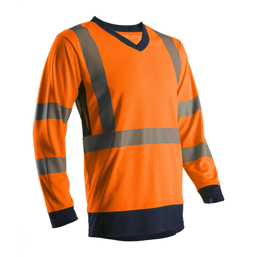 T shirt haute visibilité somo manches longues orange marine taille l coverguard 5som17r00l