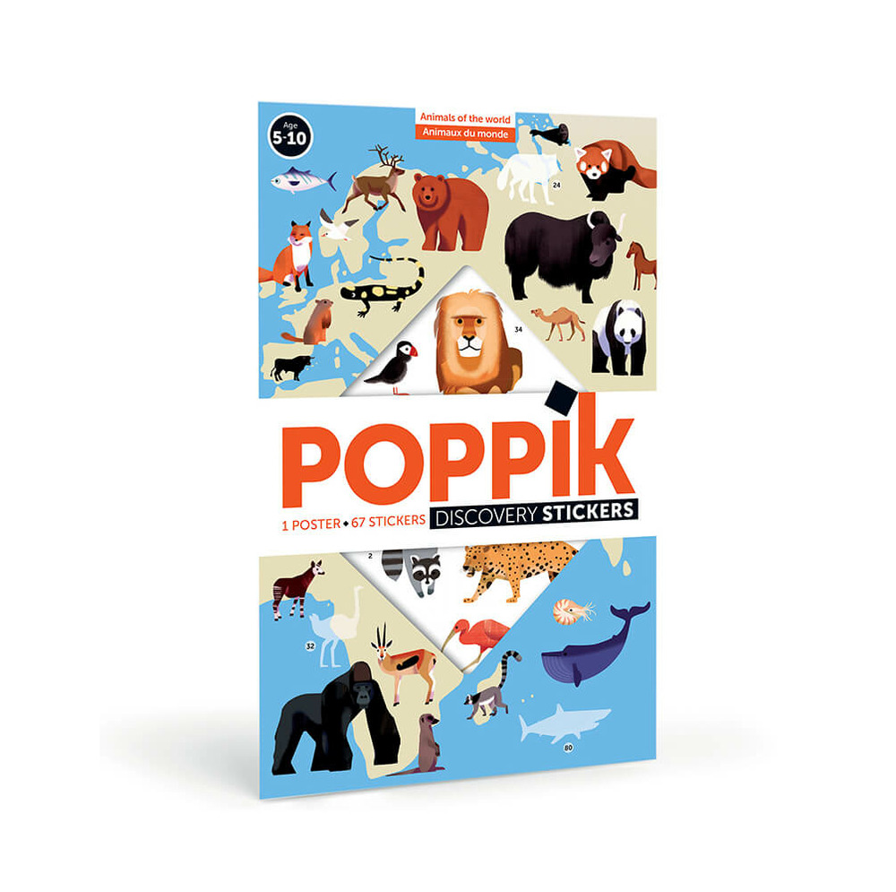 Poster découverte avec stickers animaux du monde