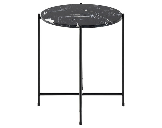 Ezaro - table basse ronde - 42 cm - plateau en marbre - pieds en acier