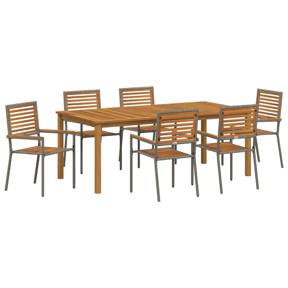 Ensemble de salle à manger pour jardin 7 pcs gris