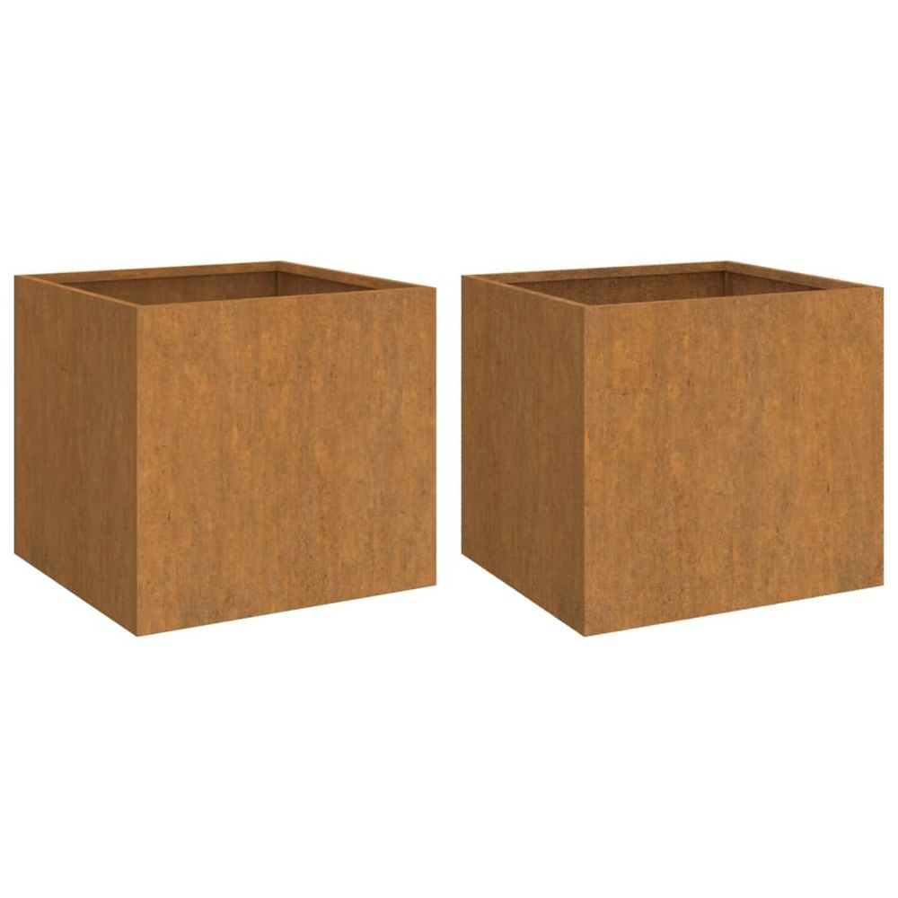 Jardinière d'extérieurs 2 pcs 42x40x39 cm acier corten