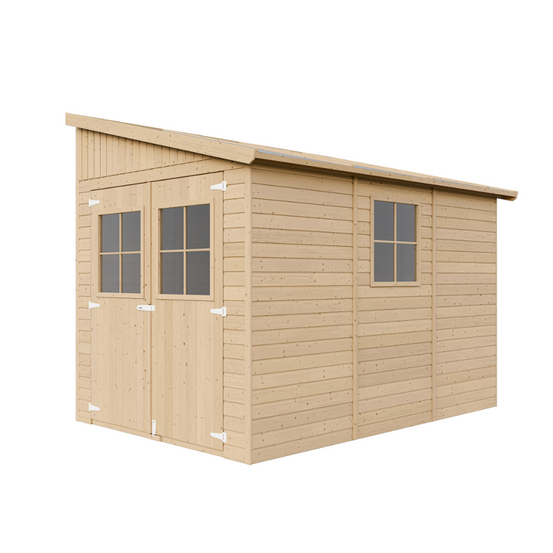 Abri de jardin en bois 6 m² - h245 x 318 x 218 cm - construction de panneaux en bois naturel - avec sol imprégné - m339a+m339g