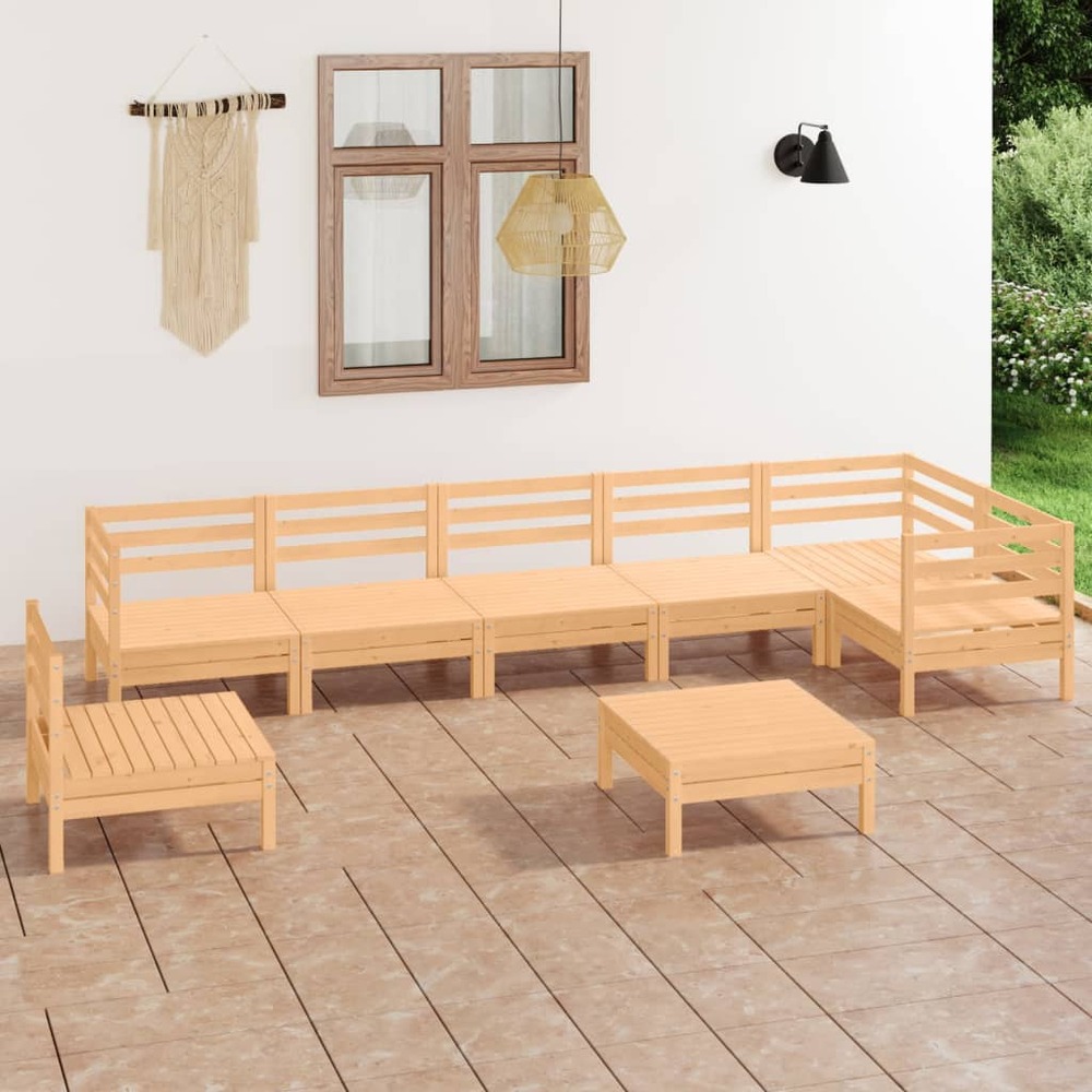 Salon de jardin 8 pcs bois de pin massif
