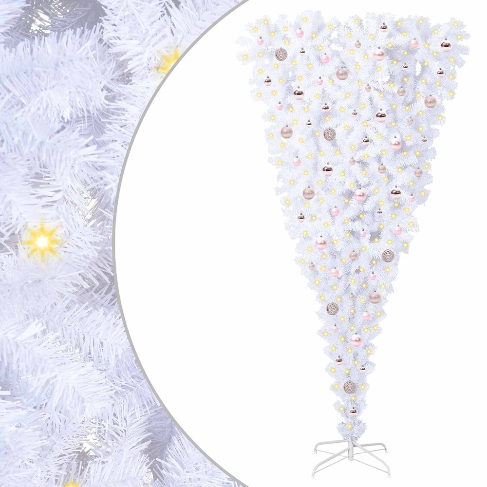 Sapin de noël artificiel avec 300 led blanc 210 cm pvc et acier