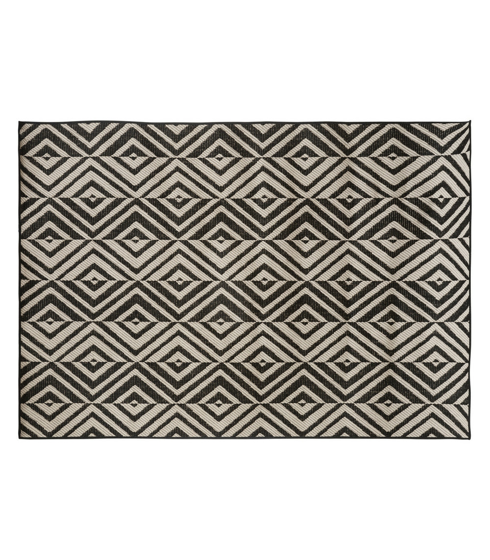 Tapis décoratif noir pour extérieur ou intérieur en polypropylène 150 x 230 cm