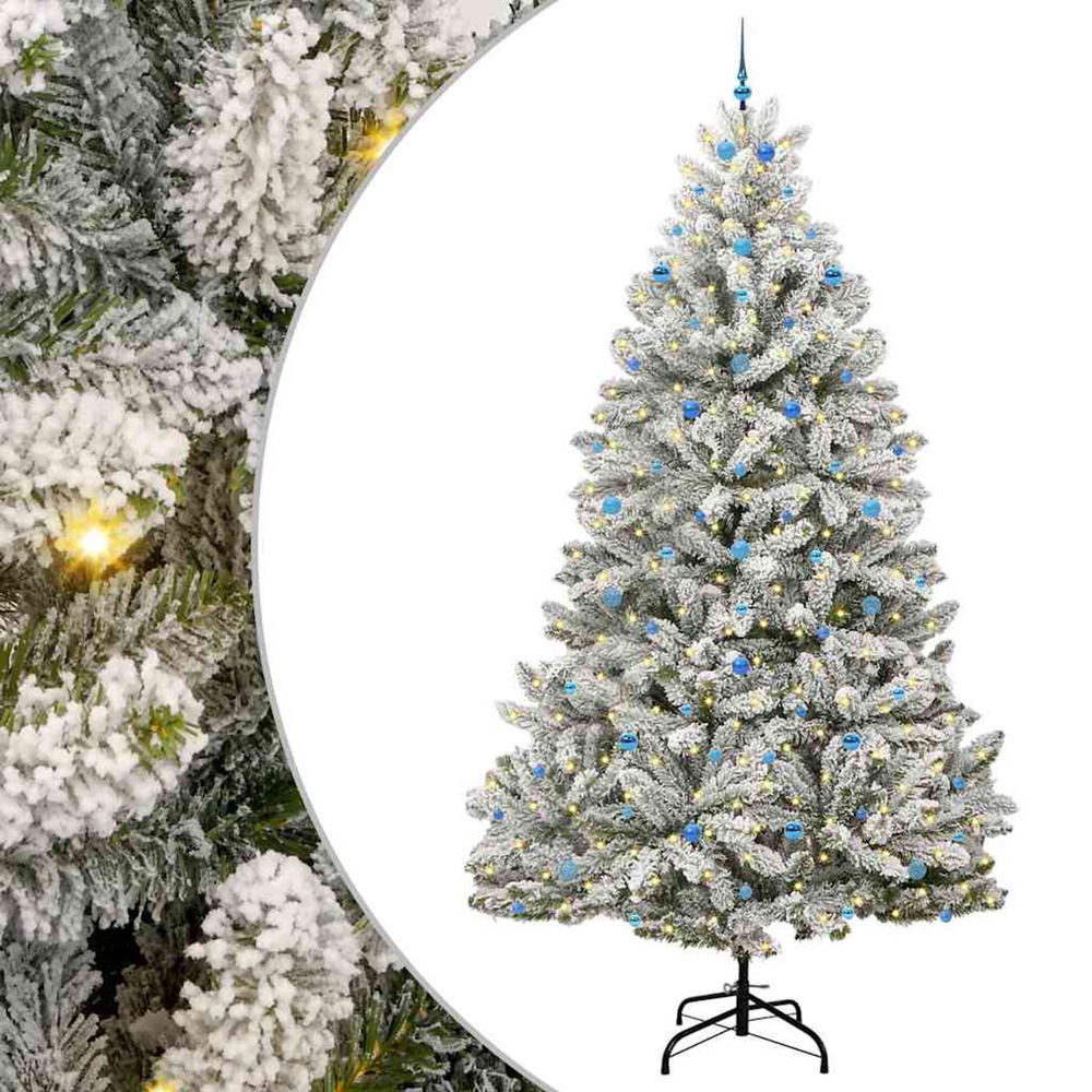 Sapin de noël artificiel vert et blanc 300 cm pvc et métal