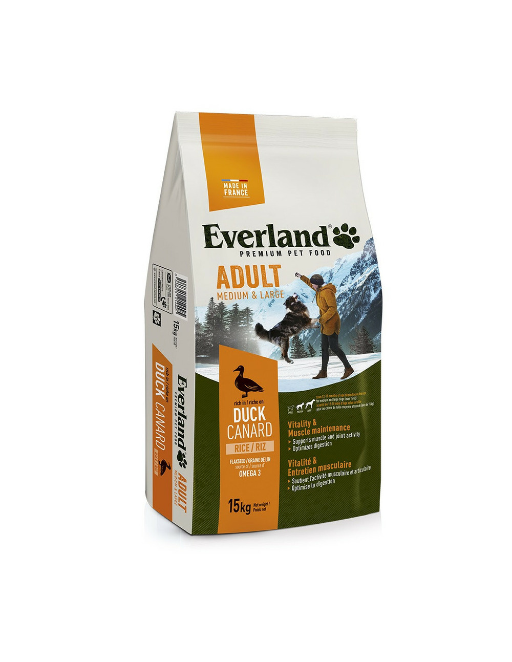 Aliment croquette chien nutrio adult m&l 15kg everland